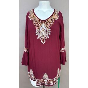NWT Anthropologie Monoreno Embroidered Top S Boho Floral Peasant Blouse Hippie